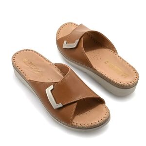 LA PLUME AGUA ITALIAN MADE LEATHER SANDAL COLOR COGNAC SIZE US 11/EURO 42